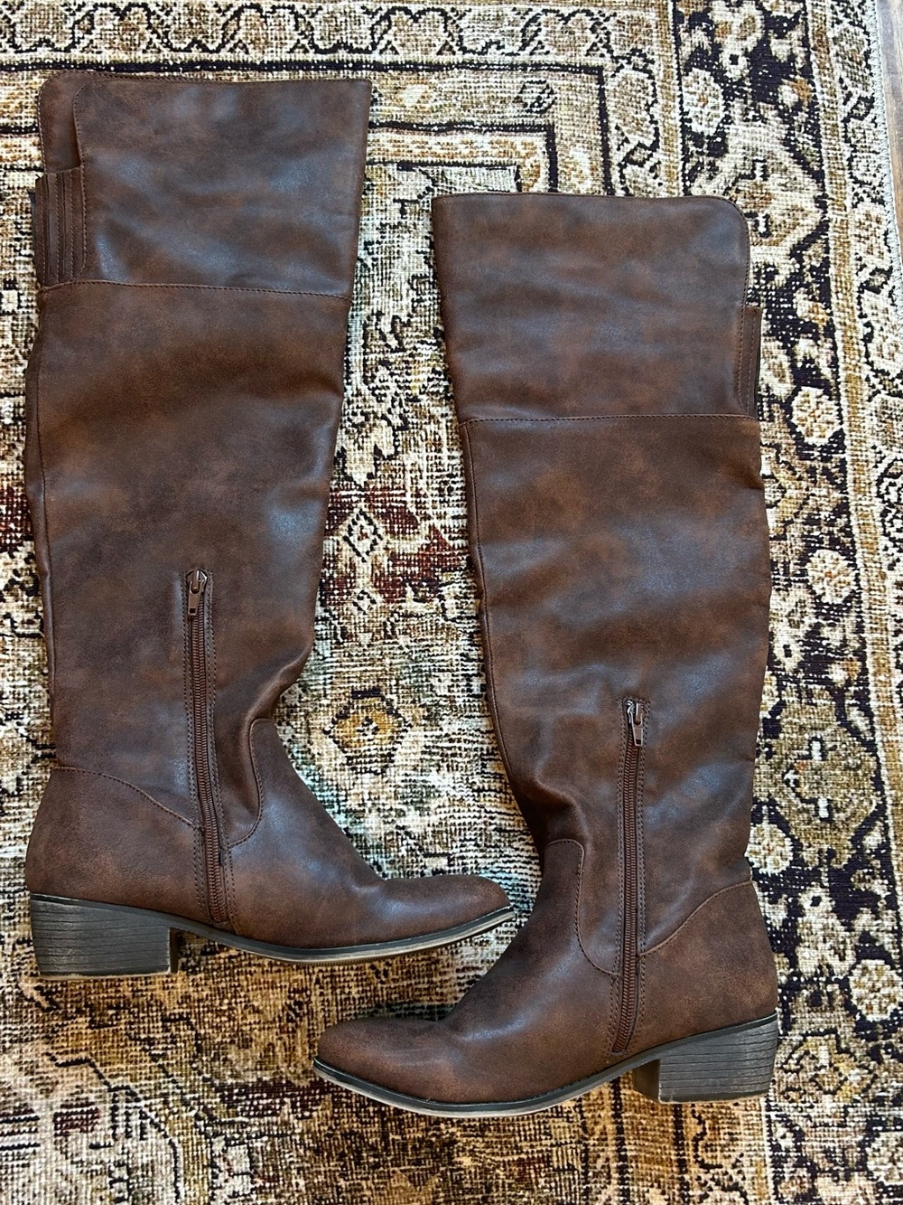 Rampage Brown Over-the-Knee Faux Leather Boots